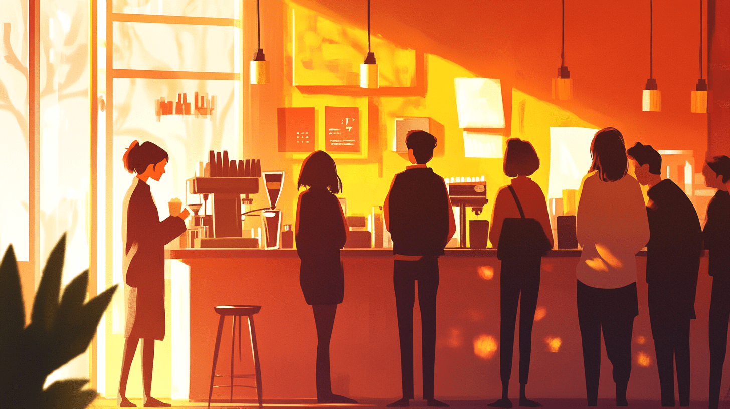 People in line at a coffee shop