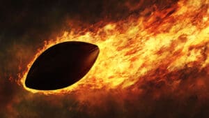 Flying football, flaming