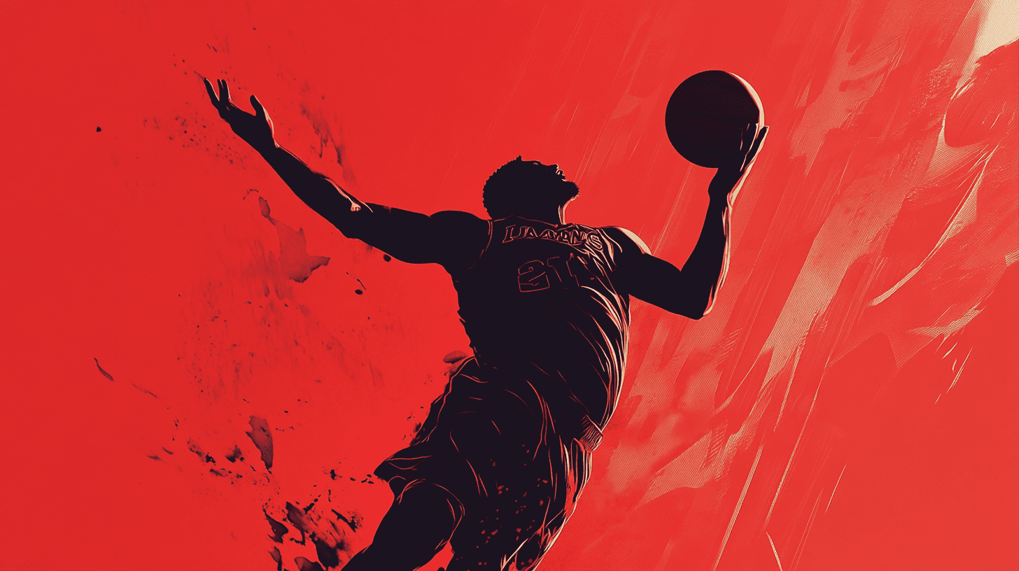 Jumping NBA player illustration