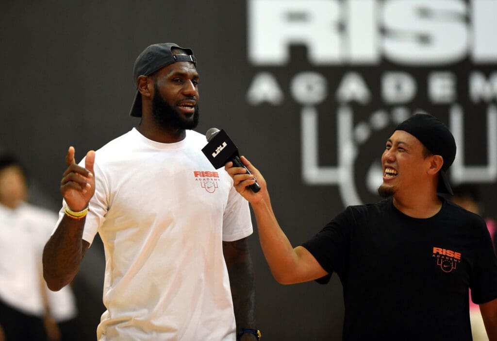 NBA star LeBron James of Cleveland Cavaliers attends a fan meeting event in Hong Kong, China, 5 September 2017.