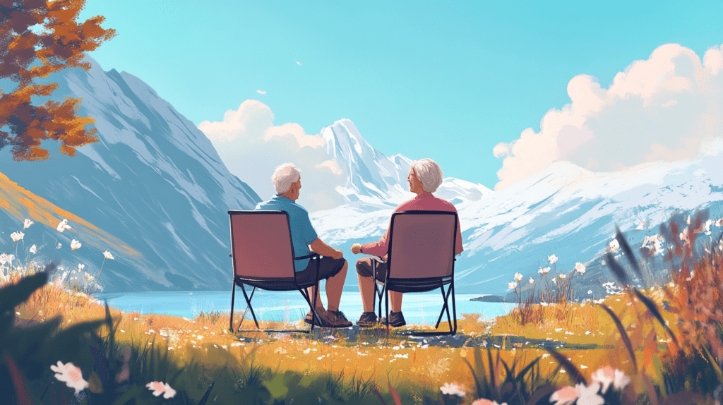 Retired senior couple outdoors