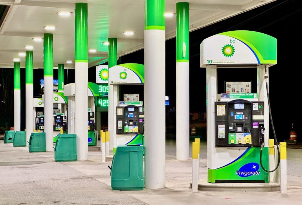 A modern BP gas station or filling station in the United States 05
