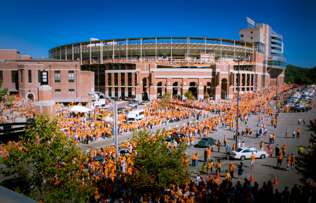 Tennessee Volunteers fans outside Neyland Stadium