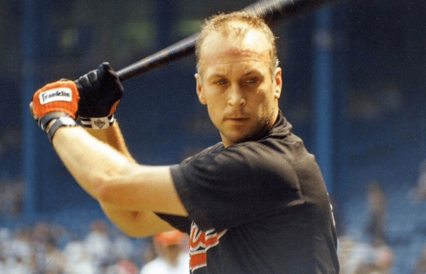 Baseball player Cal Ripken Jr. preparing to bat