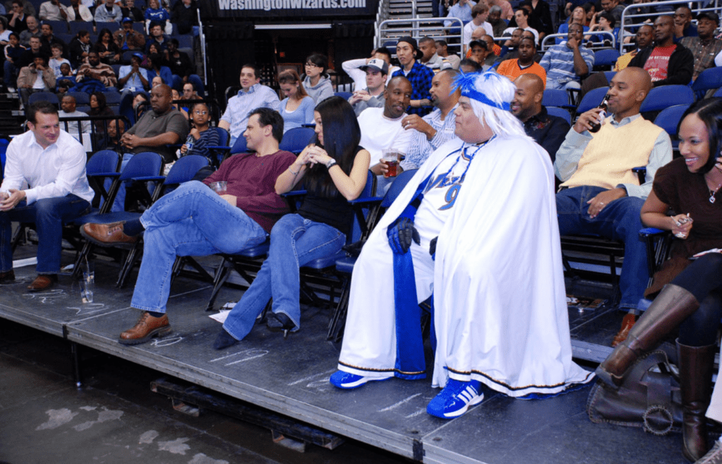 Fans sitting courtside at Washington Wizards game