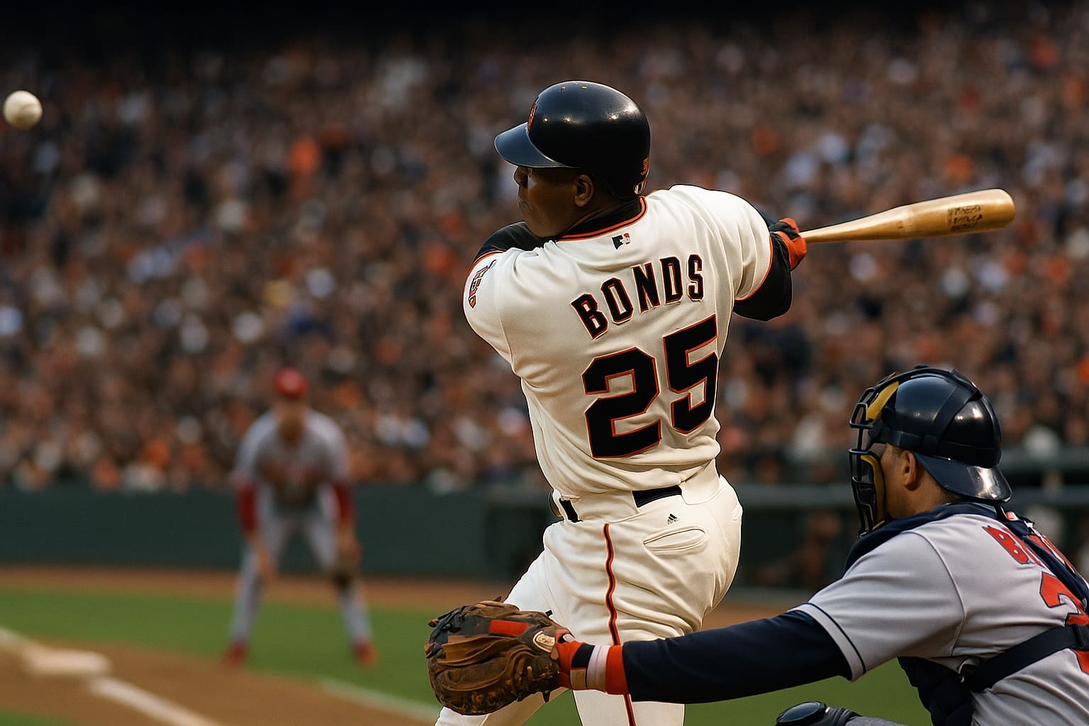 Barry Bonds at bat, generated by AI