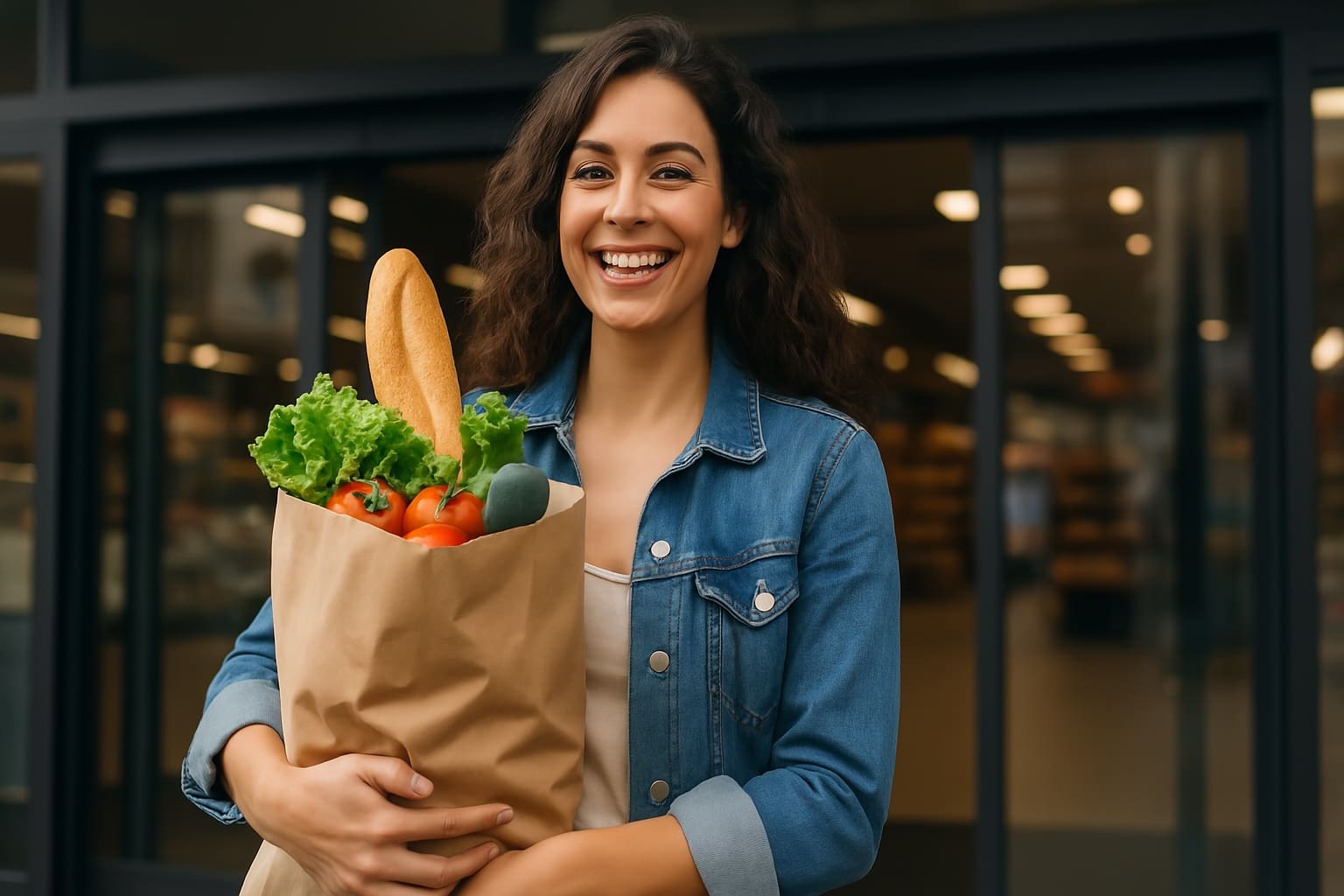 Woman carrying groceries