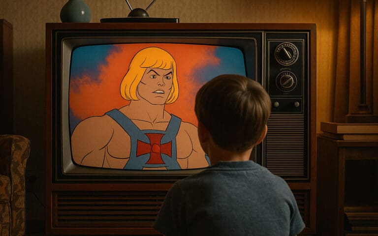 80s kid watching He-Man
