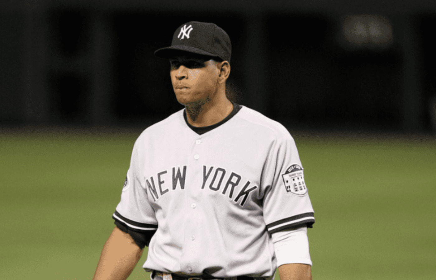 Alex Rodriguez New York Yankees player looks serious