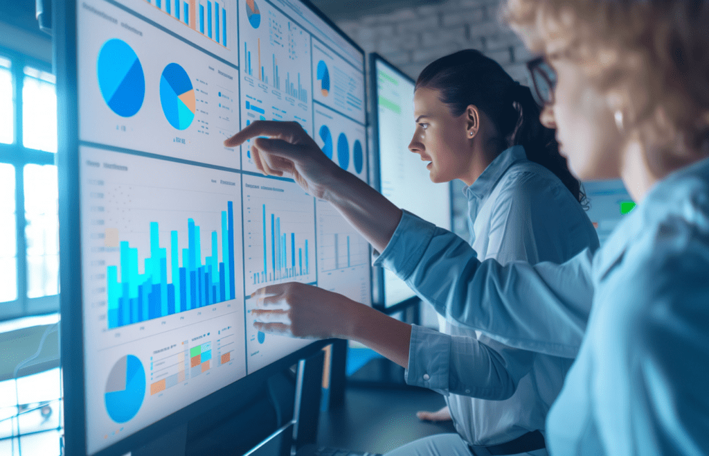 Team analyzes shipping data using AI dashboard