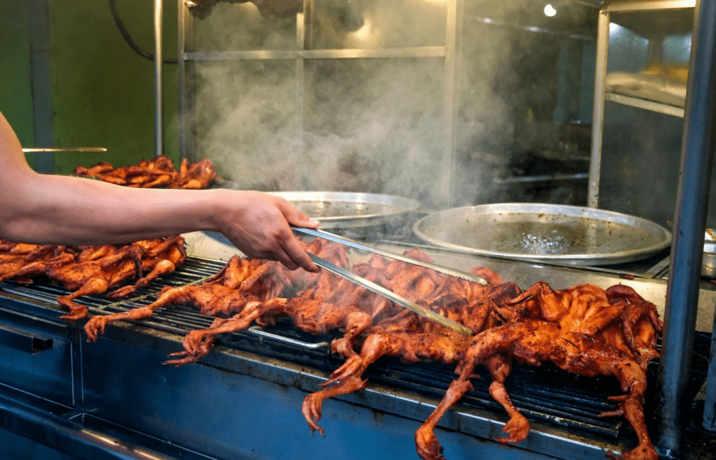 Roasted Chicken on a Street Food Market