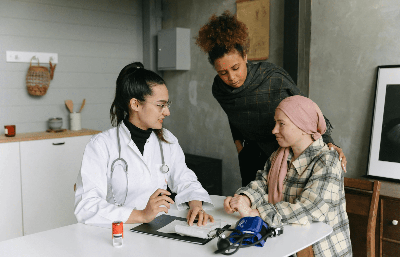 Female doctor explains healthcare expenses to patient