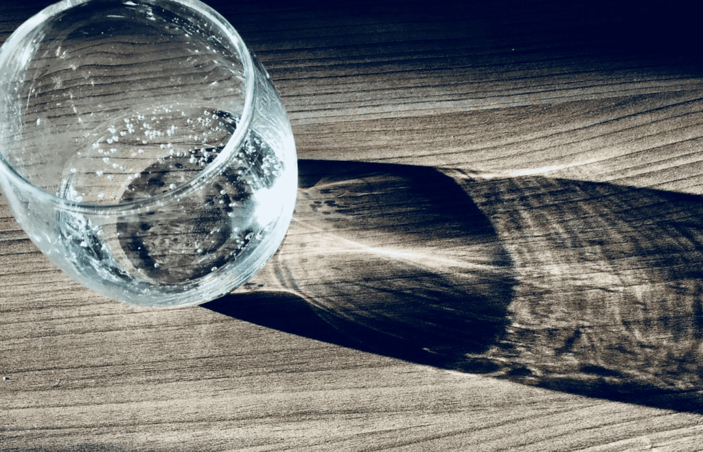 Glass of water on a table