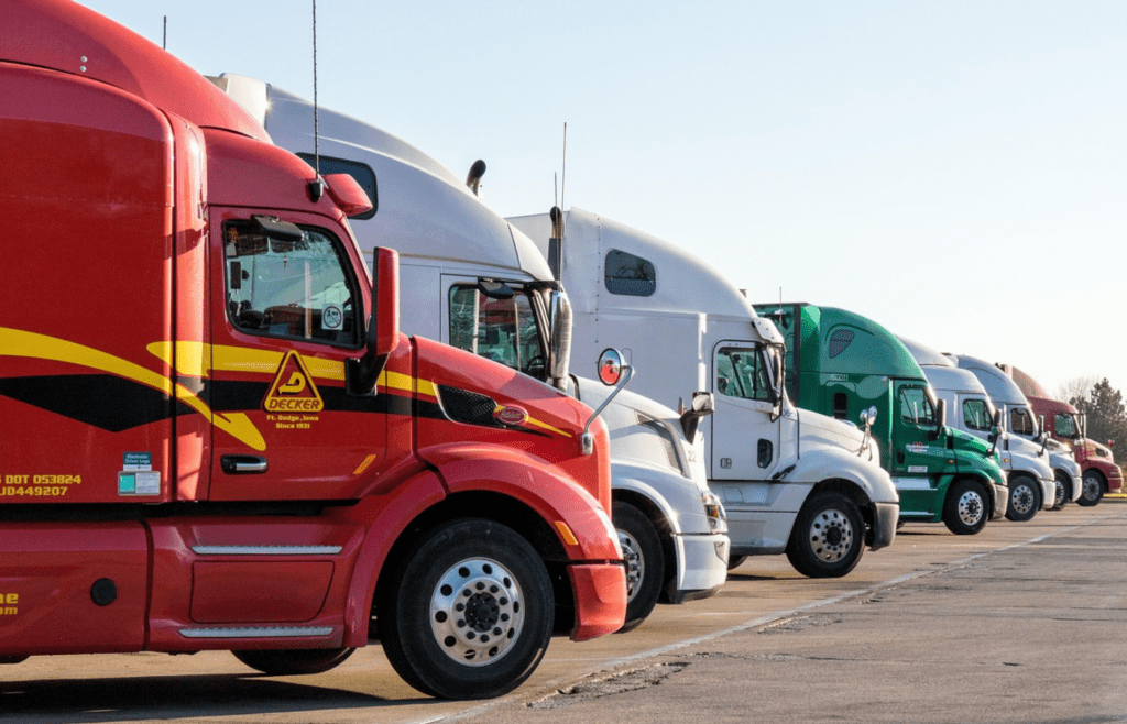 Fleet of electric trucks at power station