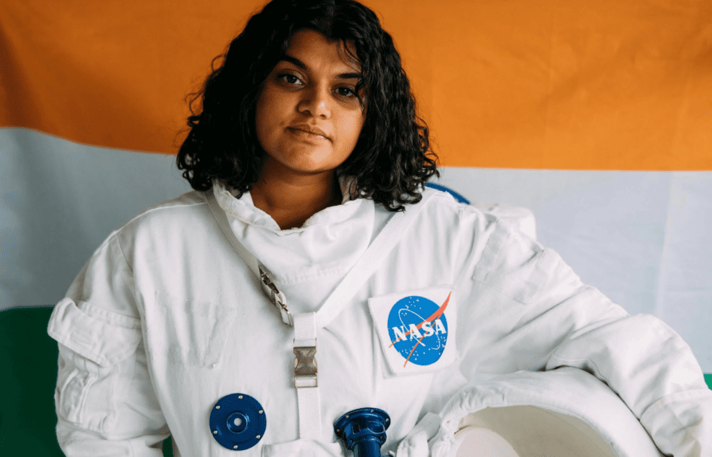 Indian female astronaut in NASA space suit