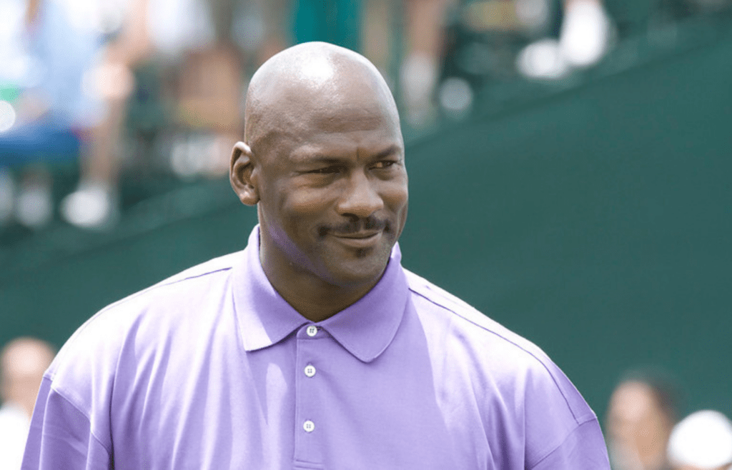 Michael Jordan is smiling