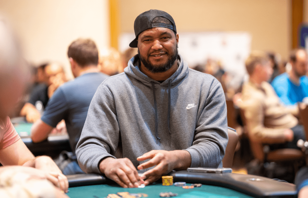 Calais Campbell Intense poker game and chips displayed