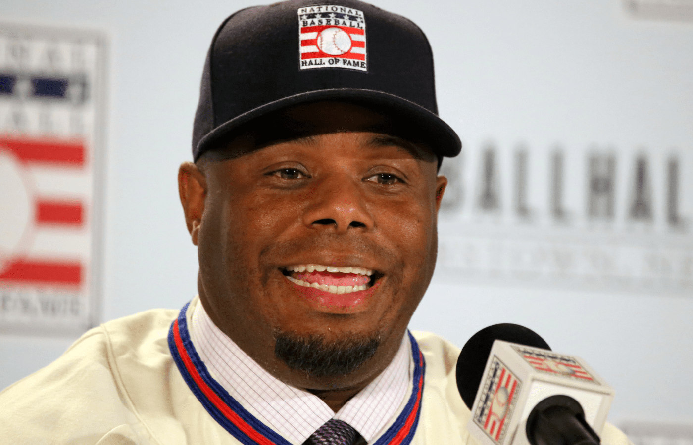 Ken Griffey Jr. Hall of Fame speaker in event setup