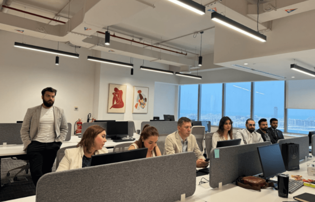 Team meeting with confused expressions and tense focus