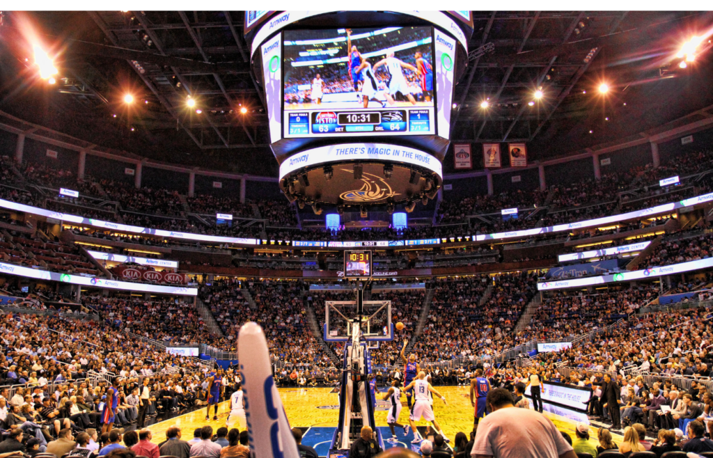 Orlando Magic fans cheering at Amway Center