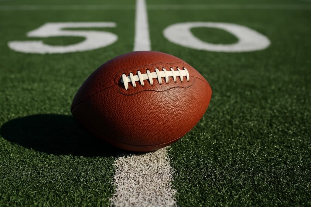 Football on the 50 yard line