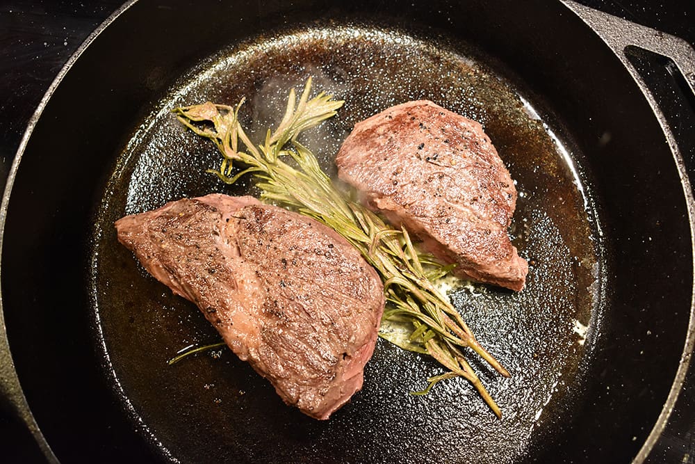 Searing steak