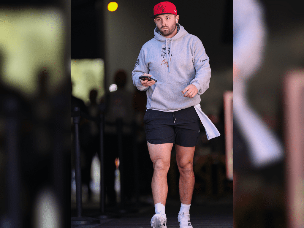 Jan 5, 2025; Tampa, Florida, USA; Tampa Bay Buccaneers quarterback Baker Mayfield (6) warms up before a game against the New Orleans Saints at Raymond James Stadium. Mandatory Credit: Nathan Ray Seebeck-Imagn Images