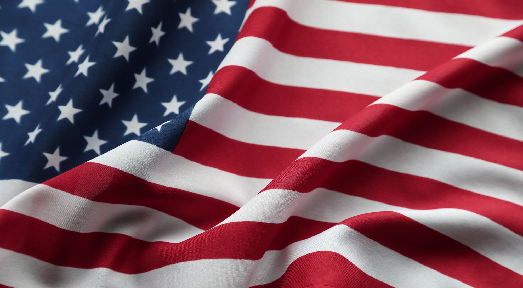 Close-up of rippled American flag