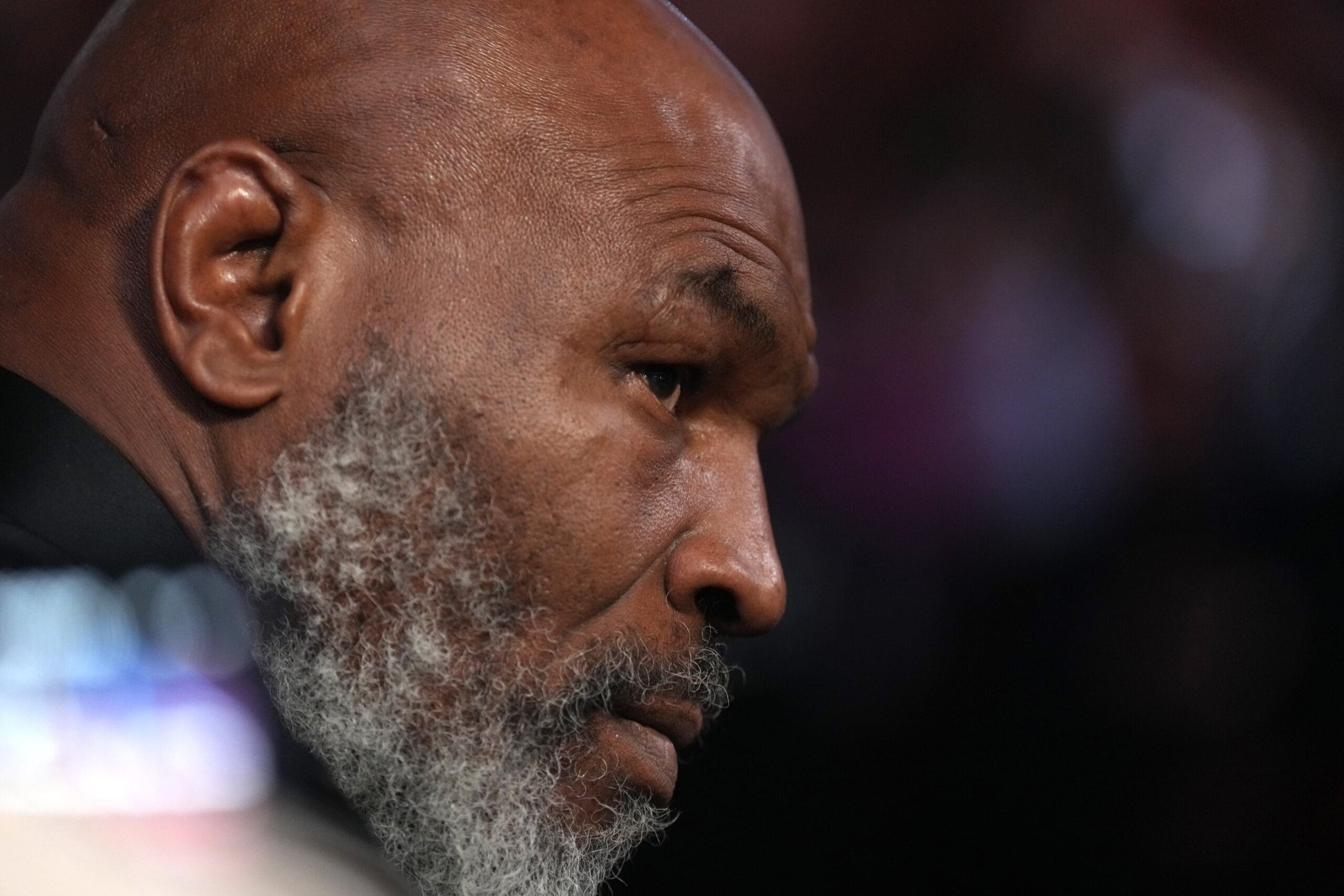 May 7, 2022; Las Vegas, Nevada, USA; Former boxing champion Mike Tyson attends a light heavyweight championship bout at T-Mobile Arena between Dimitry Bivol (not pictured) and Canelo Alvarez. Mandatory Credit: Joe Camporeale-USA TODAY Sports