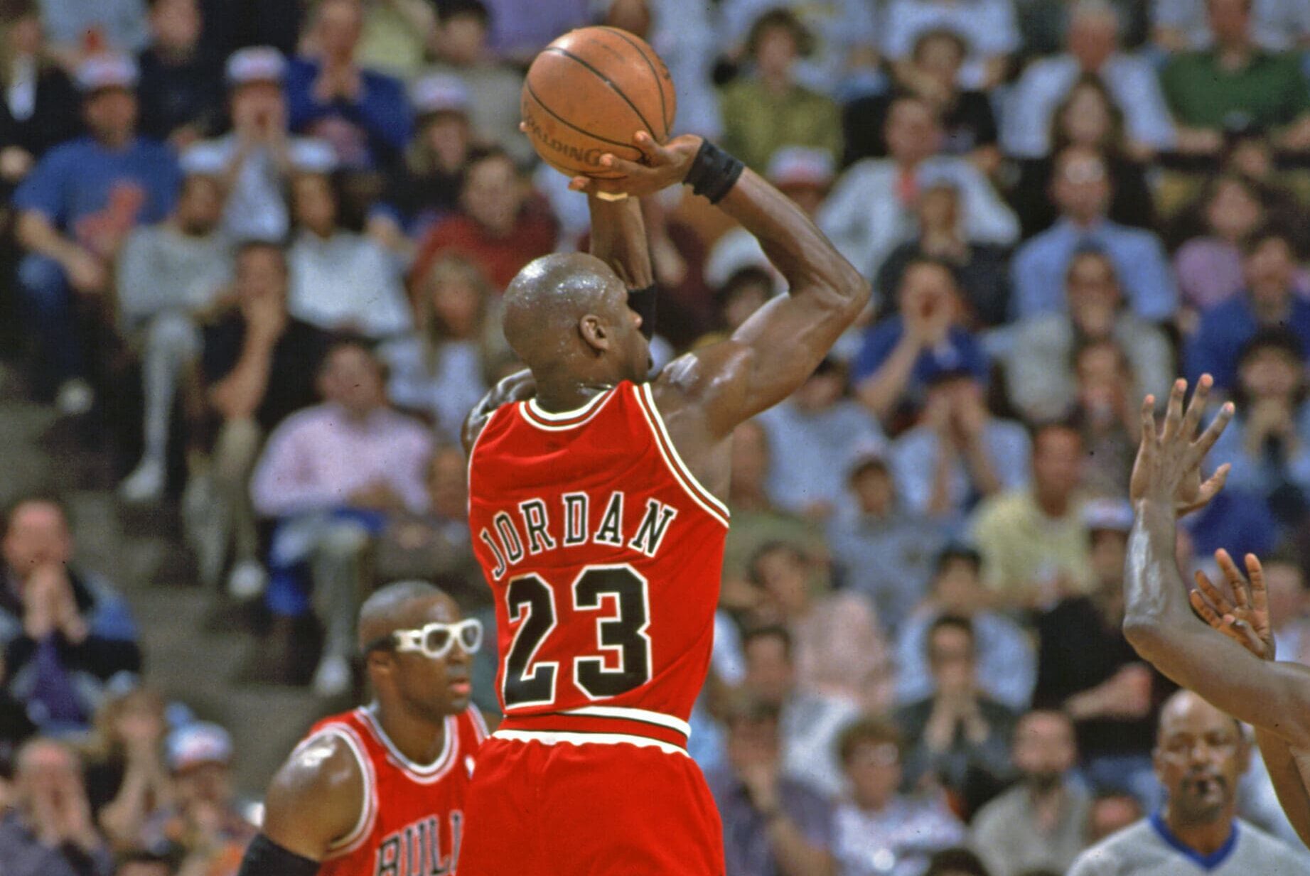 Unknown Date; Richfield, OH, USA; FILE PHOTO; Chicago Bulls guard (23) Michael Jordan in action against the Cleveland Cavaliers at Richfield Coliseum. Mandatory Credit: Photo By USA TODAY Sports (c) Copyright USA TODAY Sports