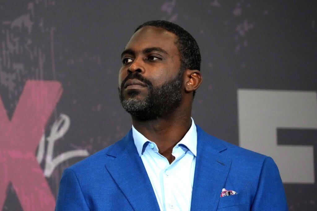 Feb 6, 2025; New Orleans, LA, USA; Michael Vick during Fox Sports media day at Ernest N. Morial Convention Center. Mandatory Credit: Kirby Lee-Imagn Images