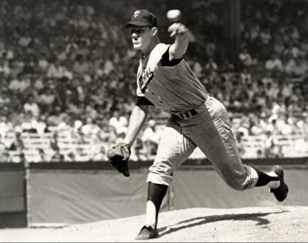 Jun 1966; Unknown Location, USA; FILE PHOTO; Minnesota Twins pitcher Jim Kaat in action during the 1966 season. Mandatory Credit: Malcolm Emmons-USA TODAY Sports