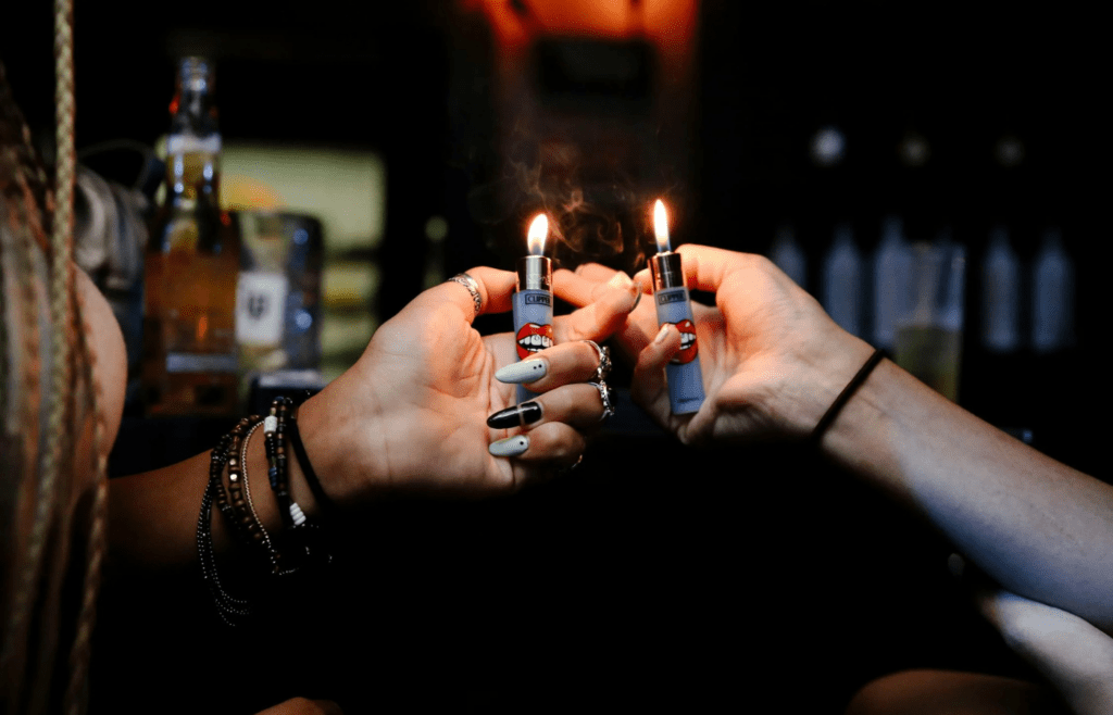 Matches, a lighter, and fire starter blocks in a zip bag