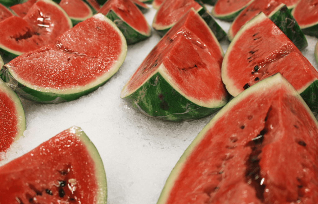 A platter of cold watermelon wedges