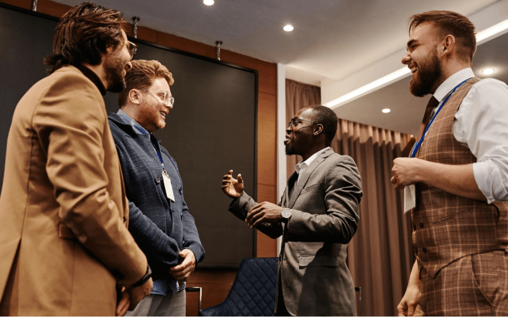 A person speaking clearly and calmly during a conversation