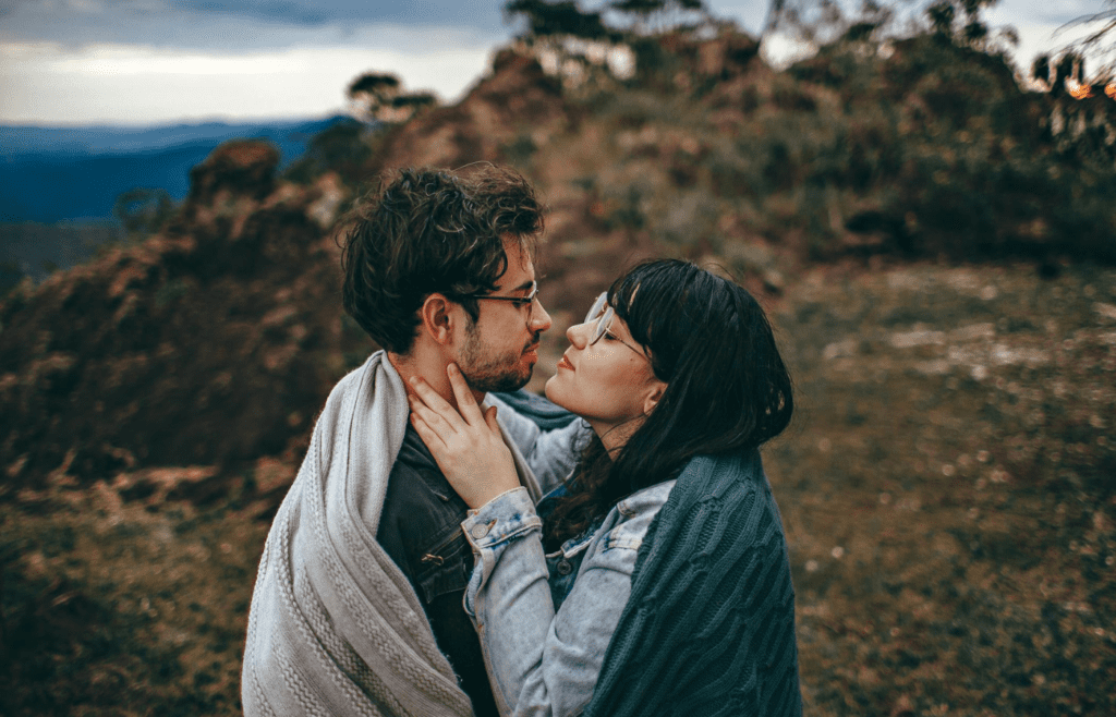 A couple deciding together with calm expressions