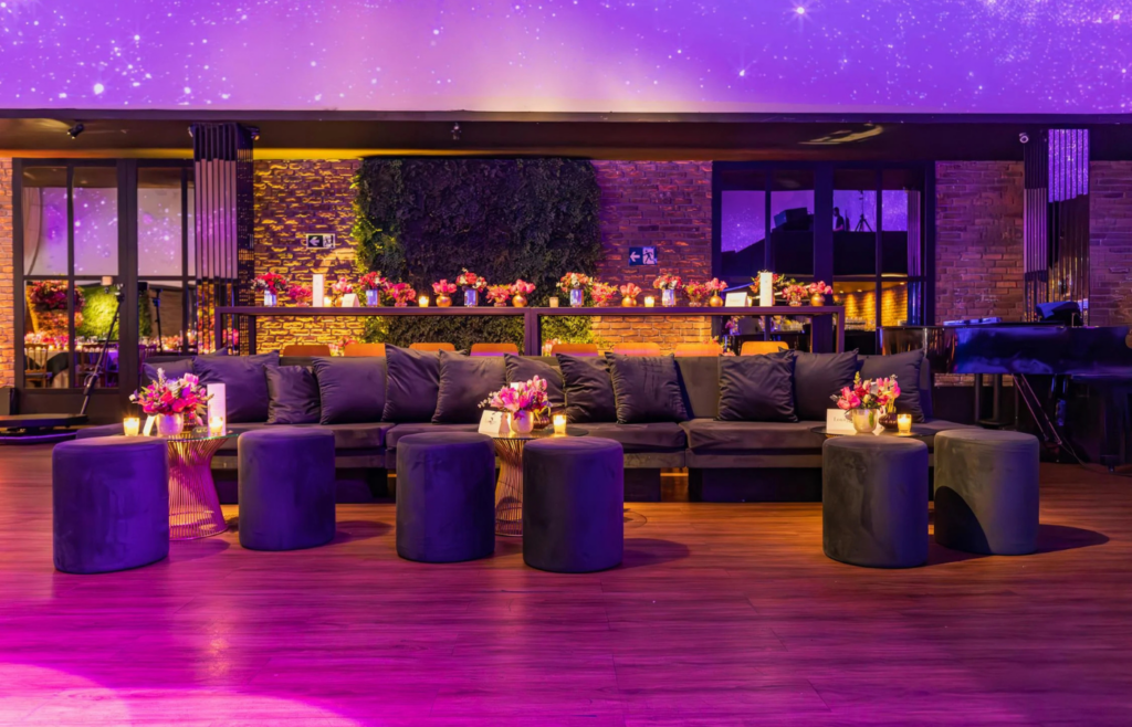 A charming boutique hotel lobby