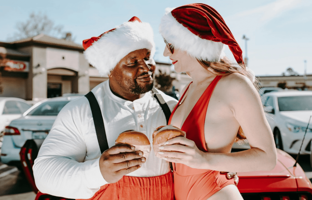 A couple smiling realistically, not posed like a fairy tale