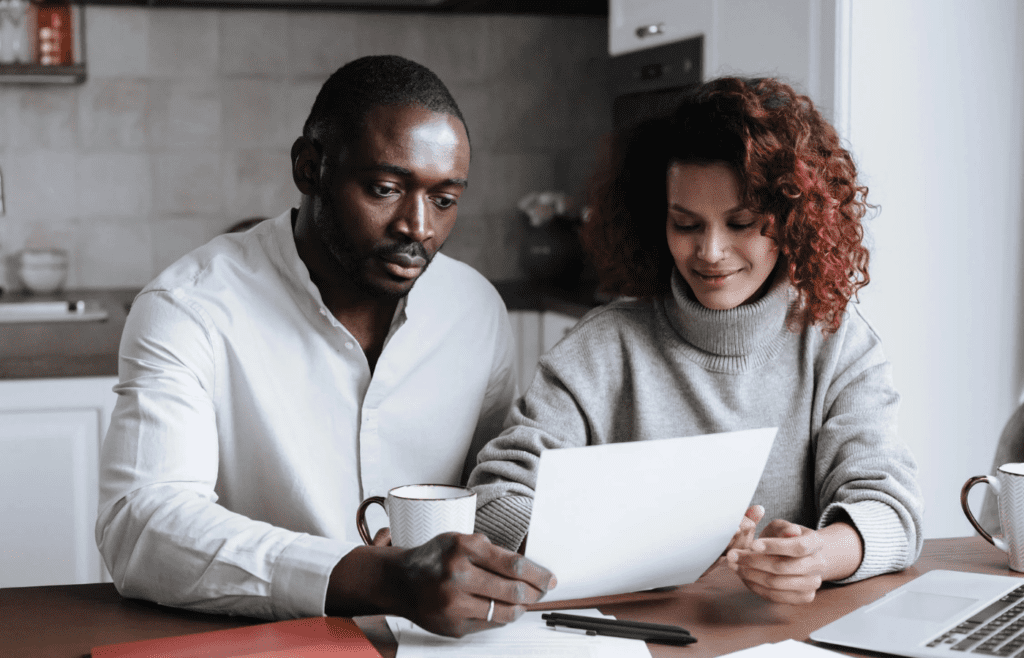 A couple reviewing their goals or bucket list together