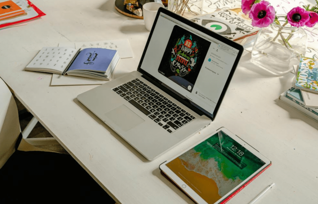 A tablet with downloaded movies and books