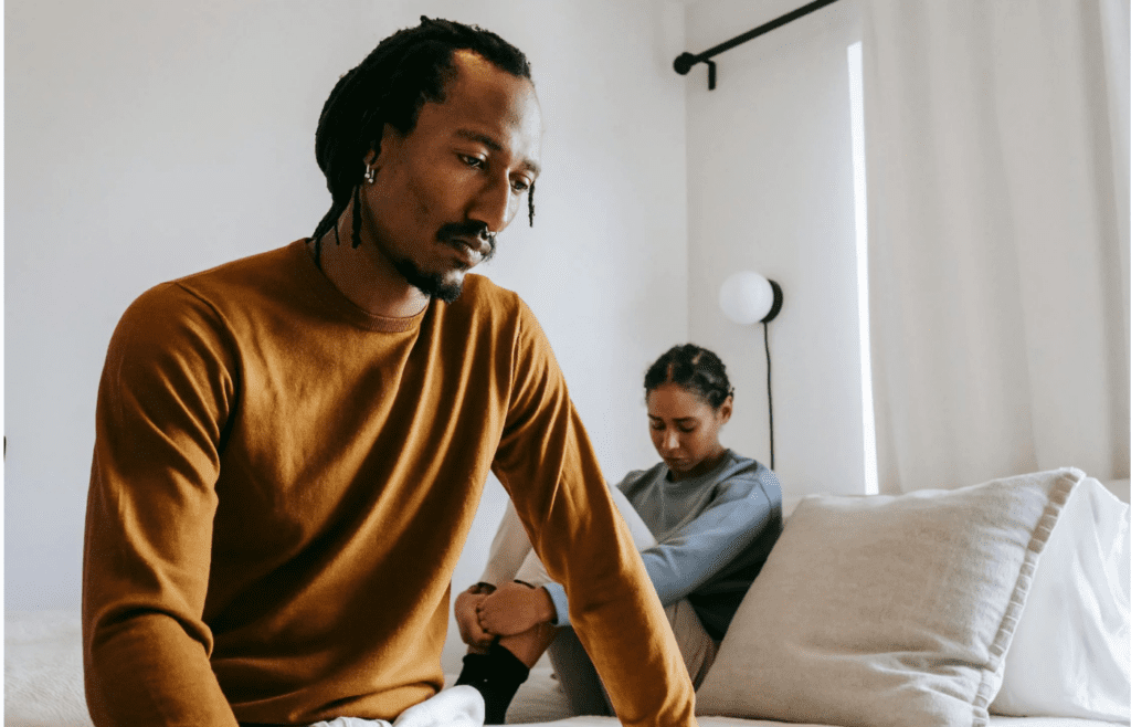 A partner turning away during a tough conversation