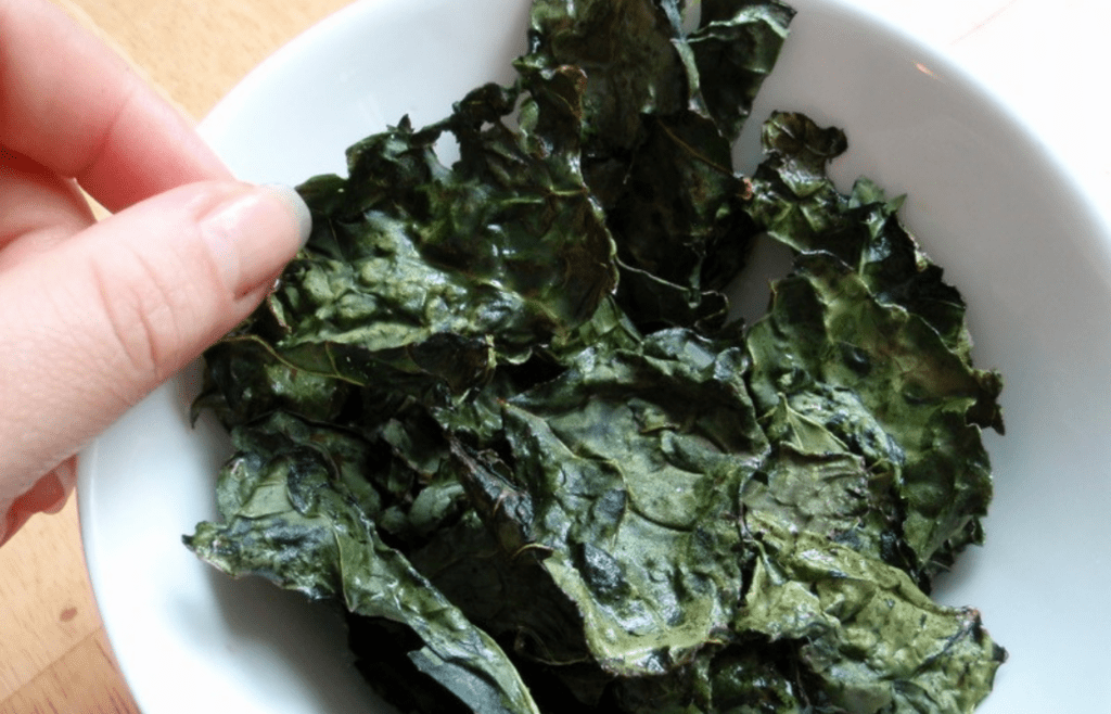 Kale Chips in white bowl