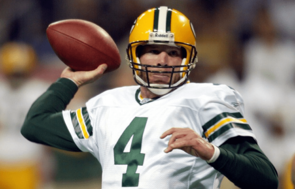 Brett Favre is second in the NFL in career passing yards (71,838), has the most career starts of any NFL player (298, 322 including the post season) and was the first player to record 500 career TD passes. Xxx E16 Gbcap Nnorth 06 Favre Ramspack S Fbn Usa Ny