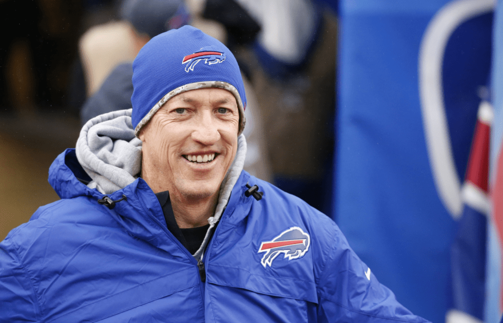 Dec 27, 2015; Orchard Park, NY, USA; Former Buffalo Bills quarterback Jim Kelly on the sidelines before the game against the Dallas Cowboys at Ralph Wilson Stadium. Mandatory Credit: Kevin Hoffman-Imagn Images