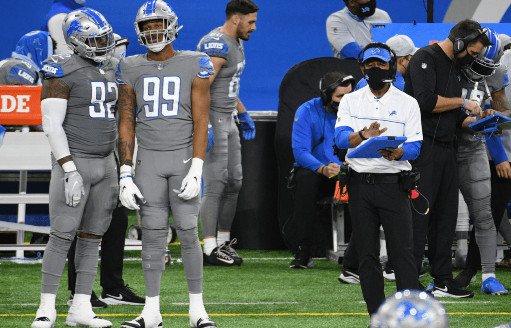 Dec 26, 2020; Detroit, Michigan, USA; Detroit Lions acting head coach Robert Prince during the game against the Tampa Bay Buccaneers at Ford Field. Mandatory Credit: Tim Fuller-Imagn Images