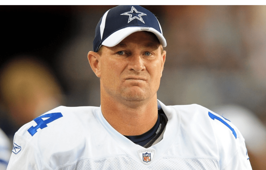 Oct. 12, 2008; Glendale, AZ, USA; Dallas Cowboys quarterback Brad Johnson against the Arizona Cardinals at University of Phoenix Stadium. Arizona defeated Dallas 30-24 in overtime. Mandatory Credit: Mark J. Rebilas-Imagn Images