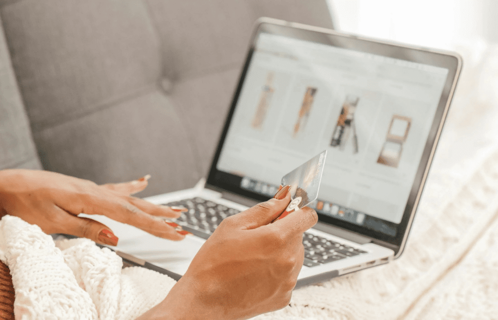 A person closing a spreadsheet and opening a shopping app