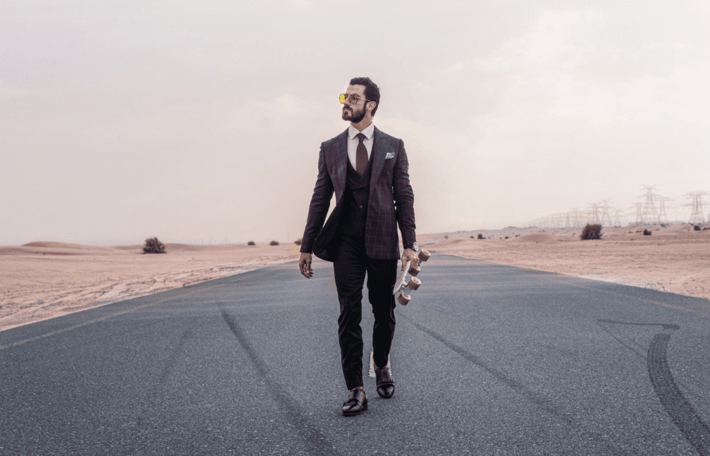 A person walking away confidently—but alone