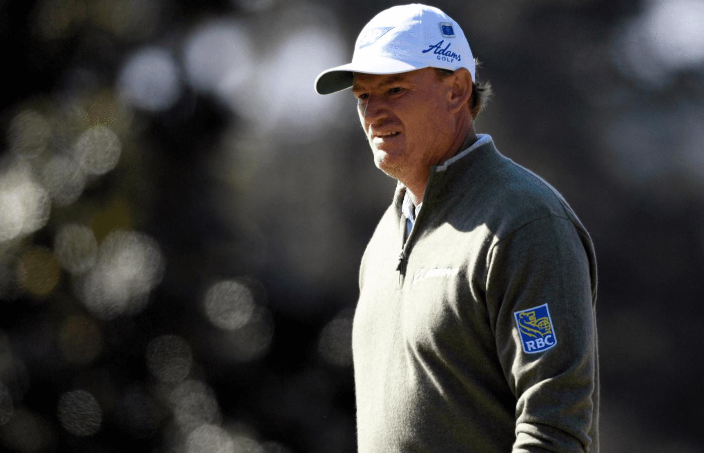 Ernie Els walks on the 1st green during the second round of the 2016 Masters golf tournament at Augusta National Golf Club.