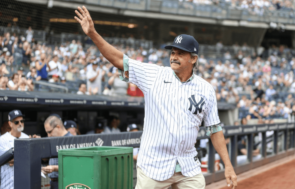 Sep 9, 2023; Bronx, New York, USA; Former New York Yankees pitcher Ron Guidry at Old Timer s Day before the game against the Milwaukee Brewers at Yankee Stadium. Mandatory Credit: Wendell Cruz-Imagn Images